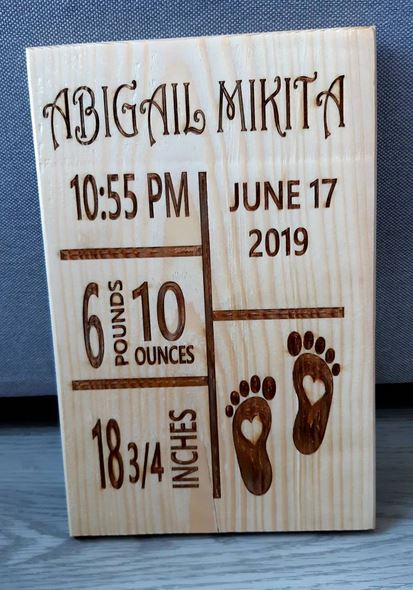 Personalised Wooden Birth Announcement Plaque Sign New Baby Shower Gift  Sign