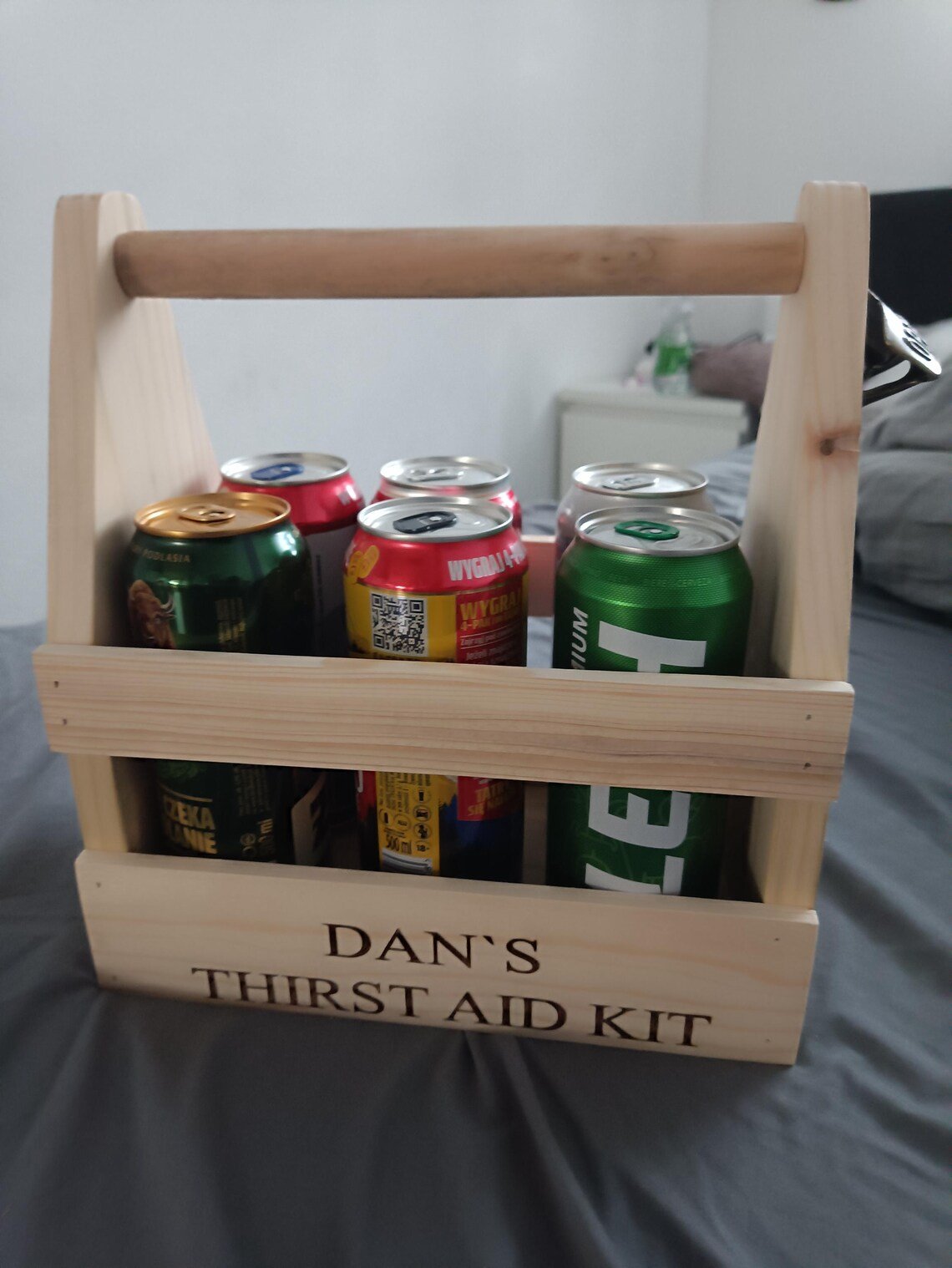 Personalised bbq caddy beer caddy bottles carrier with opener garden gift barware drink bar carts beer lover gift dads gift Father's day - Image 3